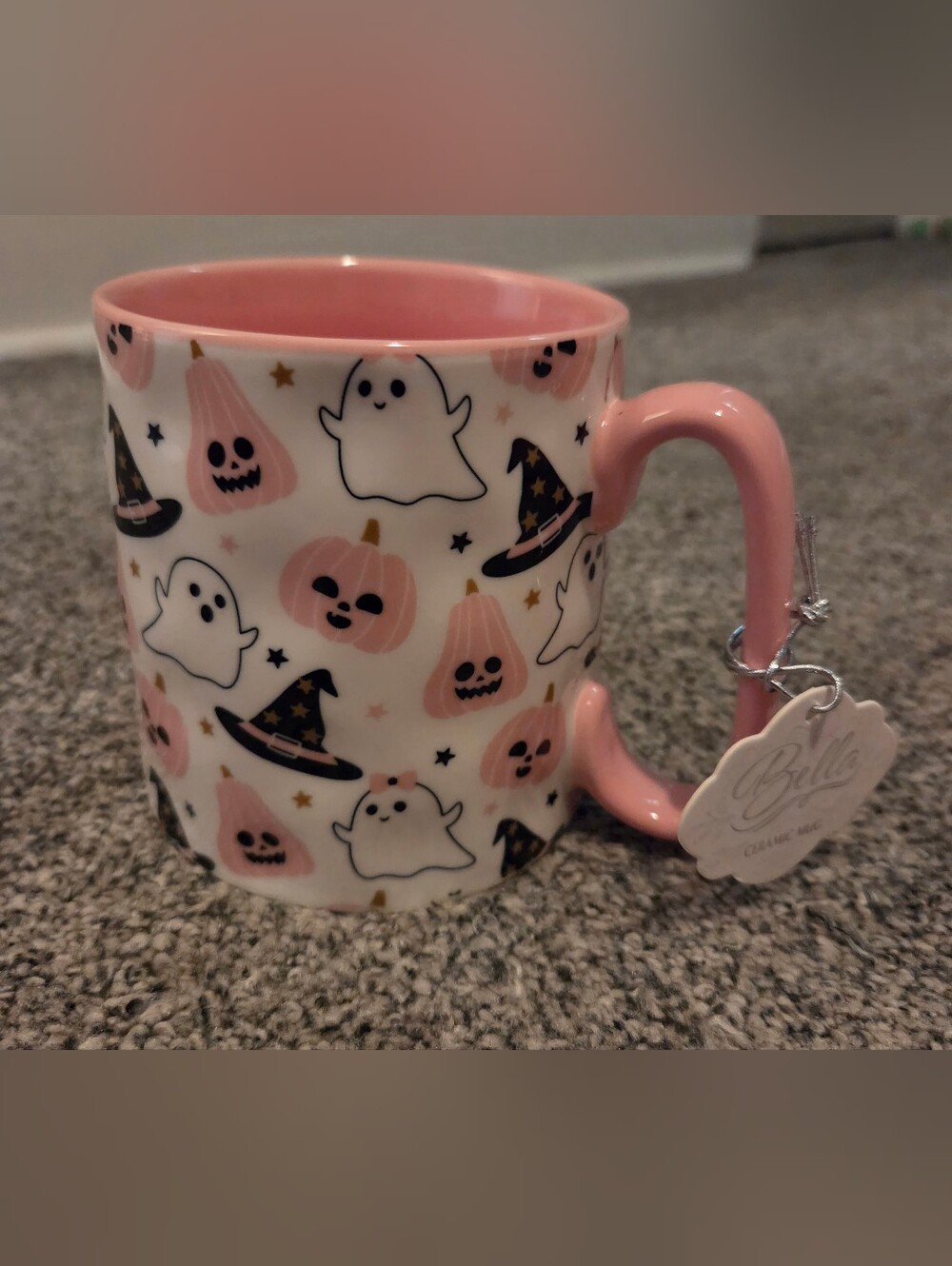 Pink Halloween Ghosts & Pink Pumpkin Ceramic Mug